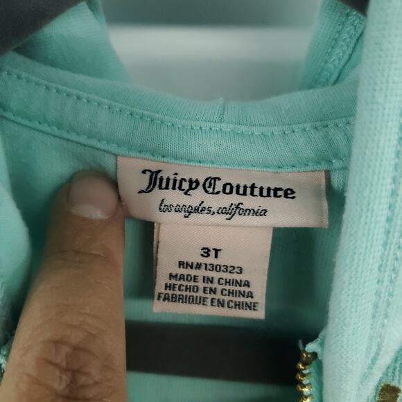 Juicy Couture Hooded Terry Teal Swim Cover Up 3T - Picture 6 of 8